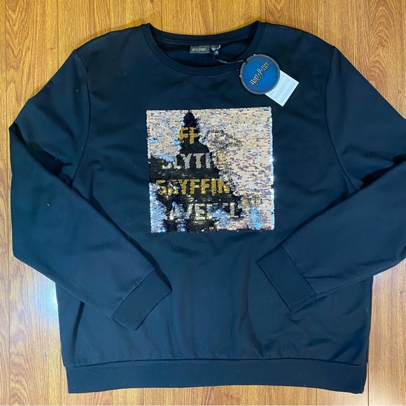NWT Harry Potter Disney Sequin Magic Crew Neck Black Sweater Size XL - Picture 14 of 15